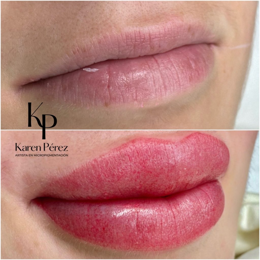Micropigmentación color labios maquillaje semipermanente forma natural mujer Karen Pérez