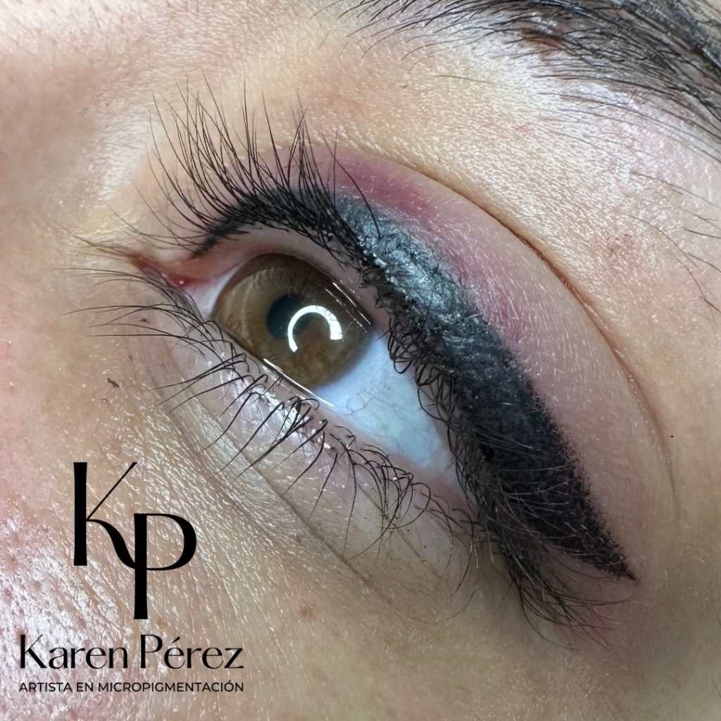 Micropigmentación delineado maquillaje semipermanente volumen pestañas ojos mujer Karen Pérez