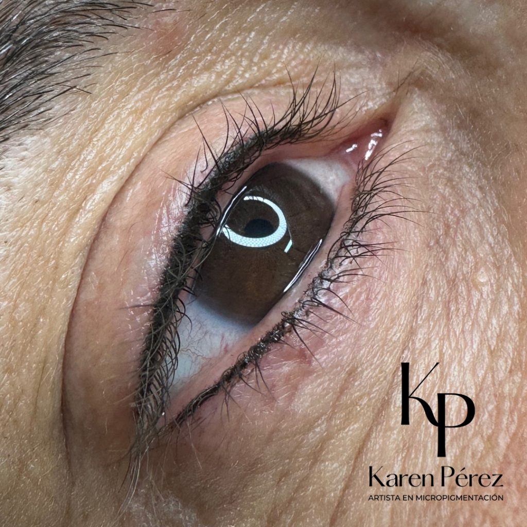 Micropigmentación delineado ojos maquillaje semipermanente volumen pestañas mujer Karen Pérez