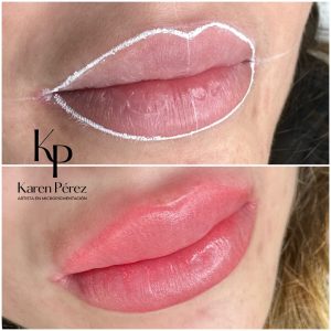 Micropigmentación labios maquillaje semipermanente color mujer forma natural Karen Pérez