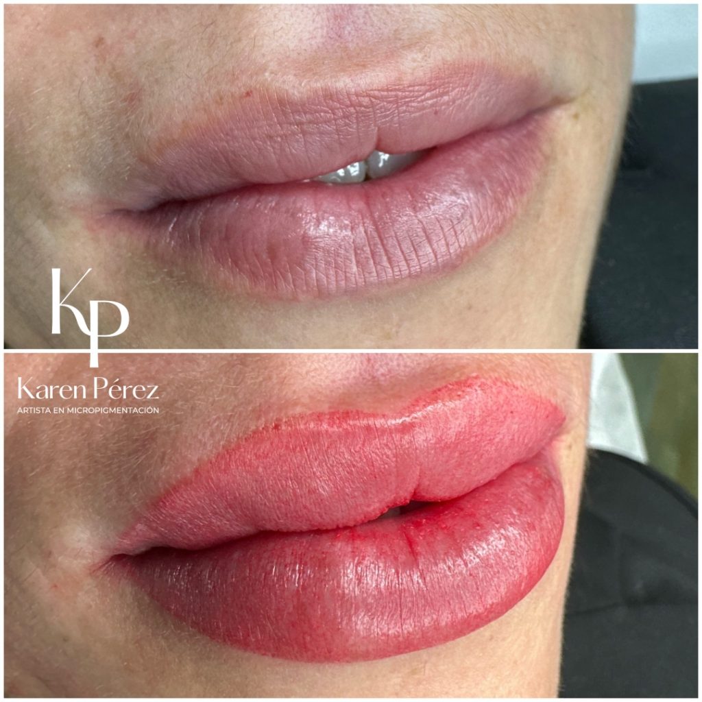 Micropigmentación labios maquillaje semipermanente forma natural color mujer Karen Pérez
