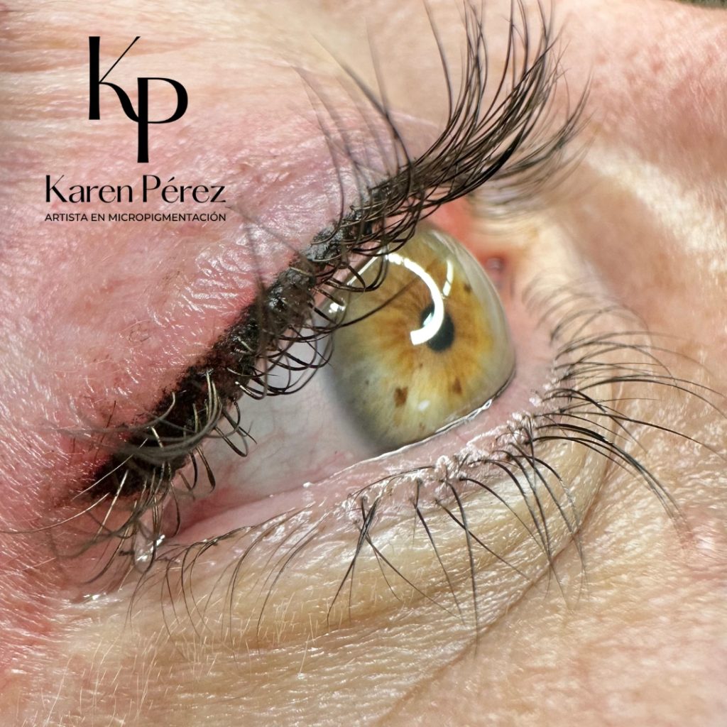 Micropigmentación ojos delineado mujer maquillaje semipermanente volumen pestañas Karen Pérez